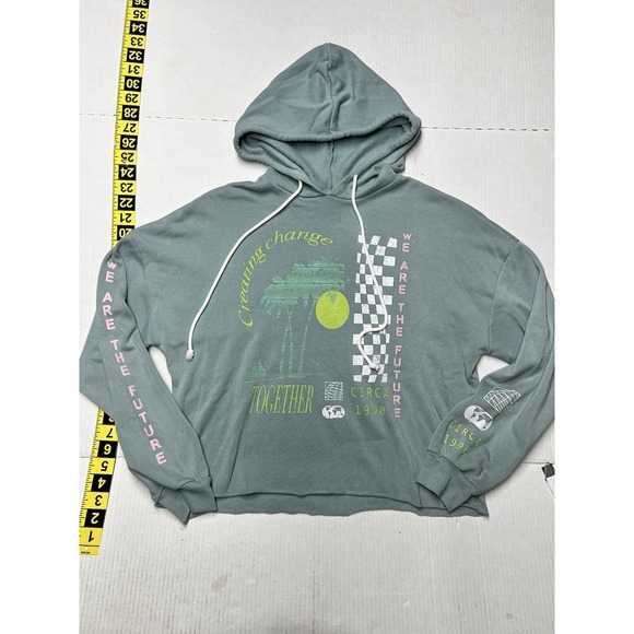 Grayson Threads Tops - Grayson Threads Hooded Crop Sweatshirt Med Creating Change Bold Print Spellout